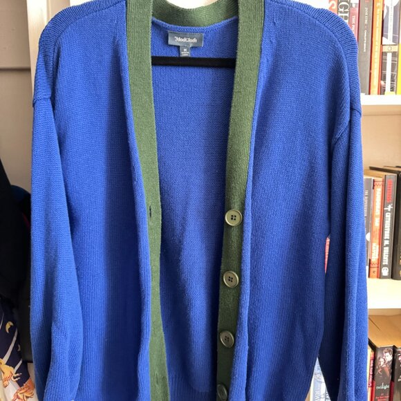 LIKE NEW | MODCLOTH - Oversized Chunky Colourblock Blue Sweater | Size M - Picture 3 of 8